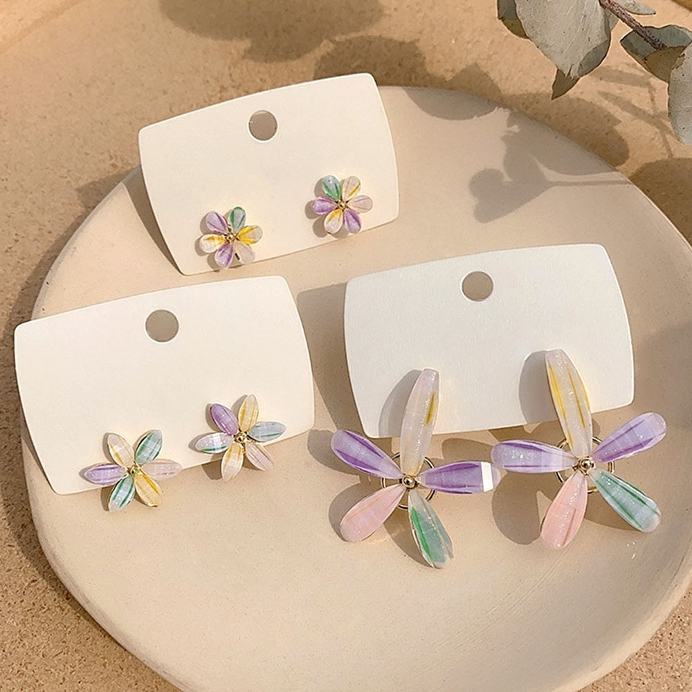 Women Fashion Butterfly Flower Petal Colorful Earrings Ear Stud Jewelry Gift Image 2