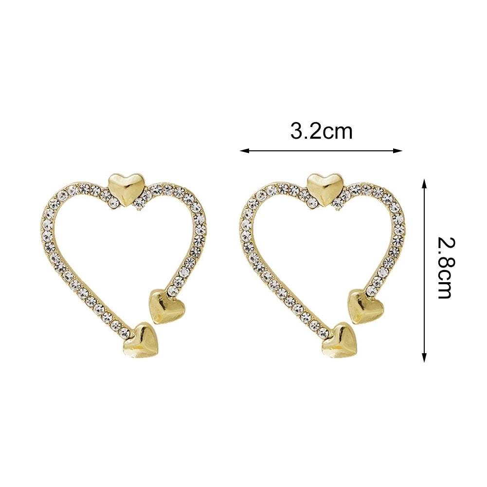 Woman Personality Fashion Metal Hollow Out Love Heart Earrings Ear Stud Gift Image 4