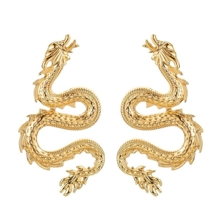 Stylish Women Curved Dragon Shape Alloy Ear Studs Earrings Party Jewelry Gift Image 1