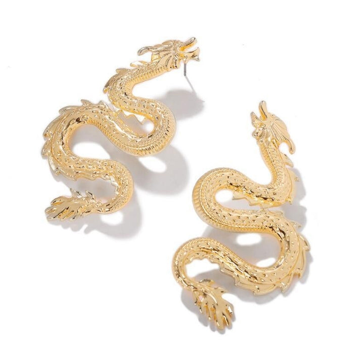 Stylish Women Curved Dragon Shape Alloy Ear Studs Earrings Party Jewelry Gift Image 9