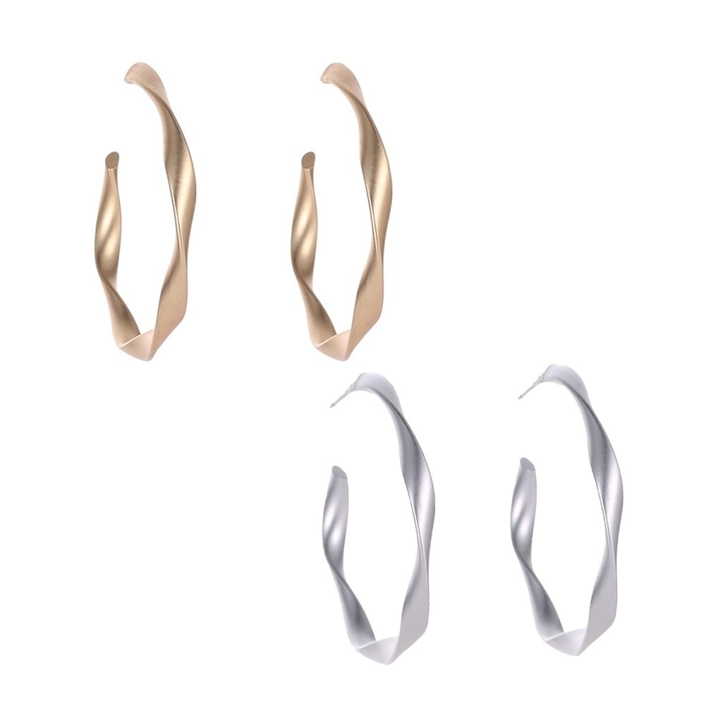 2Pairs Women Fashion Matte Circle Hoop Leverback Earrings Party Jewelry Gift Image 6