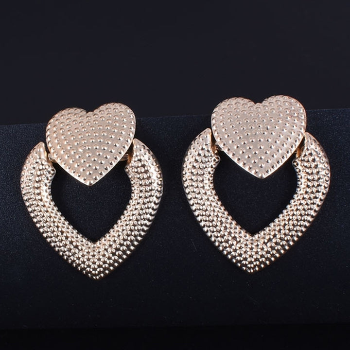 Women Wedding Jewelry Gift Dual Heart Shaped Ear Stud Alloy Elegant Earrings Image 8