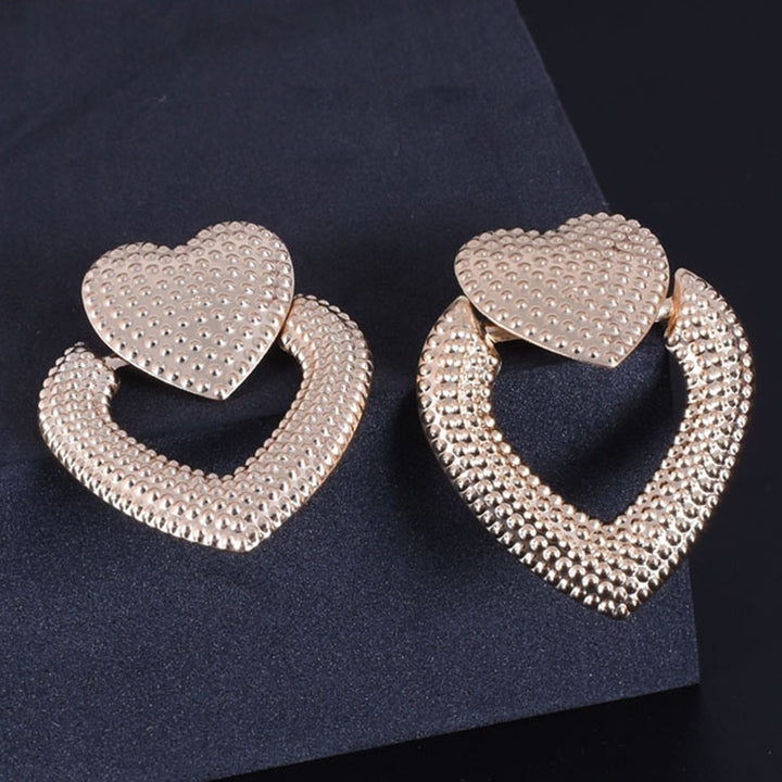 Women Wedding Jewelry Gift Dual Heart Shaped Ear Stud Alloy Elegant Earrings Image 10