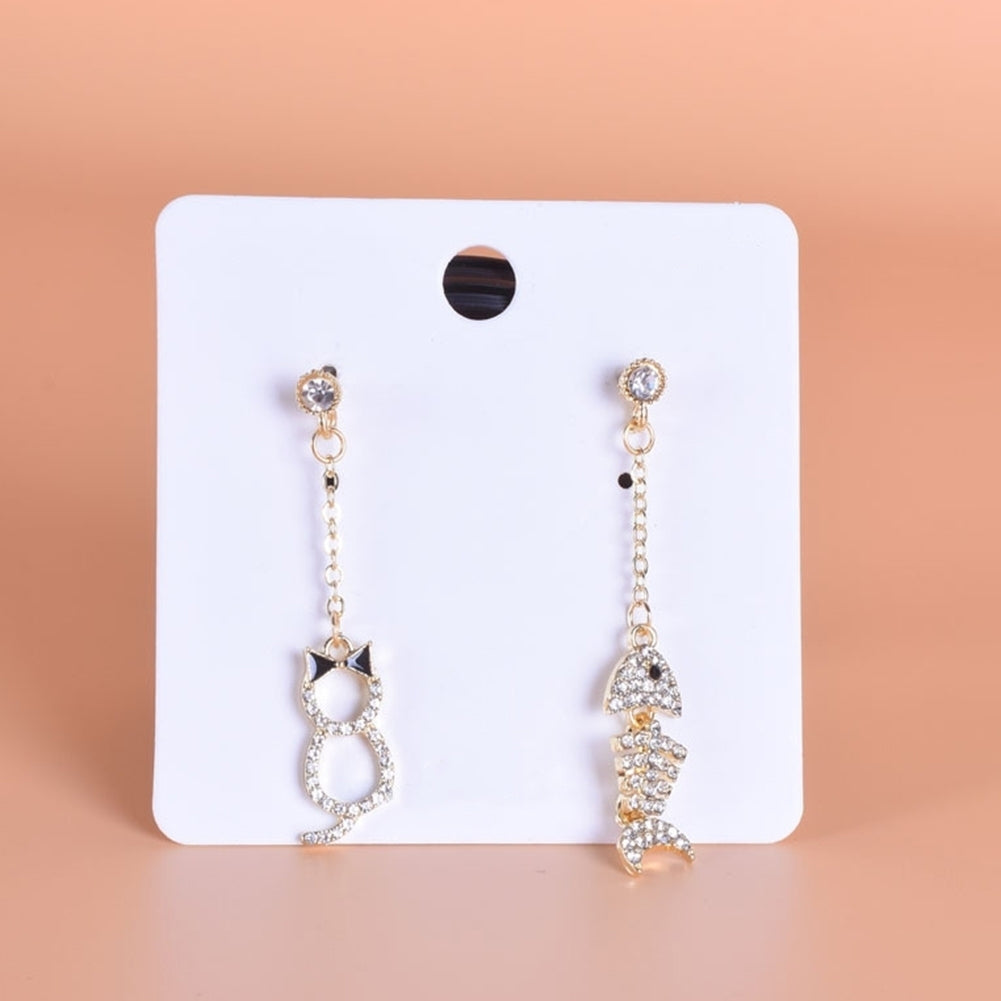 Women Fashion Cat Fish Bone Shape Long Dangle Ear Studs Earrings Party Jewelry Image 8