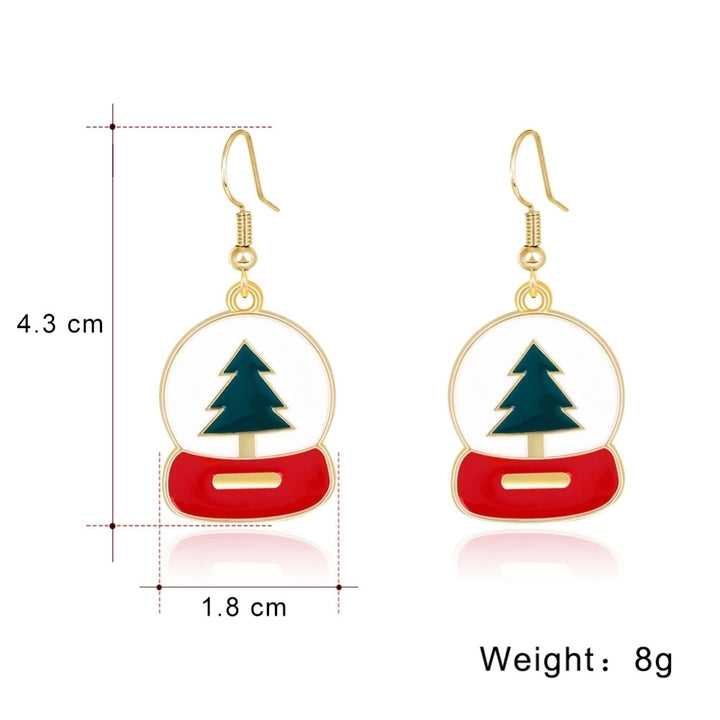 Fashion Women Xmas Tree Engraved Enamel Alloy Hook Earrings Christmas Jewelry Image 8