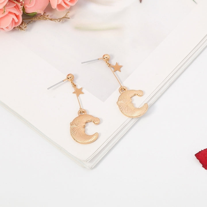 Women Fashion Christmas Style Moon Shape Dangler Earrings Jewelry Accessories Image 6