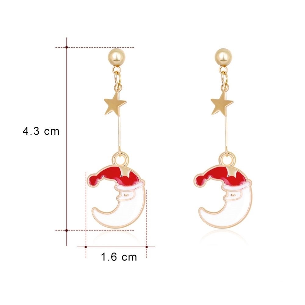 Women Fashion Christmas Style Moon Shape Dangler Earrings Jewelry Accessories Image 8