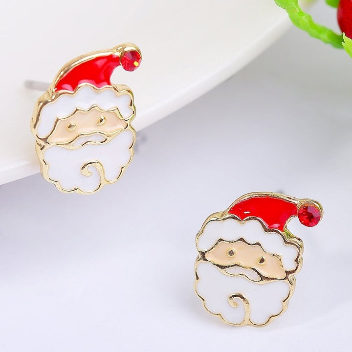 Women Christmas Snowflake Santa Claus Rhinestone Inlaid Stud Earrings Xmas Gift Image 1