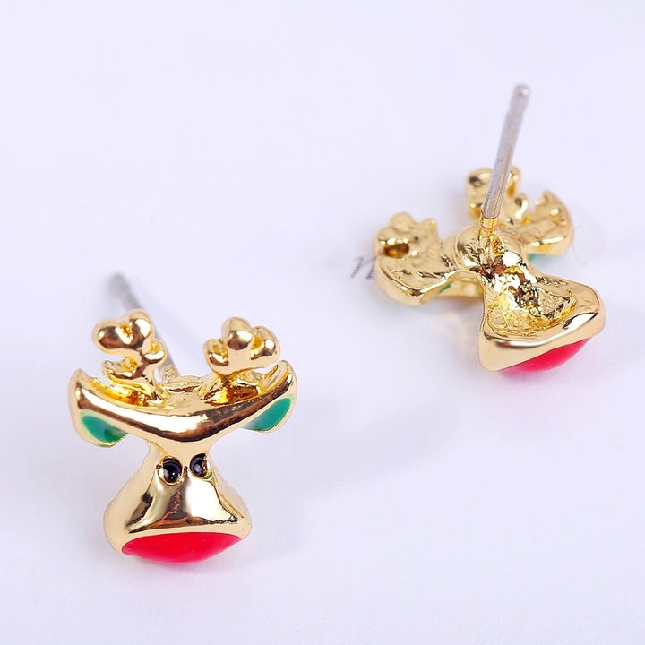 Women Christmas Deer Head Rhinestone Inlaid Stud Earrings Xmas Party Jewelry Image 4