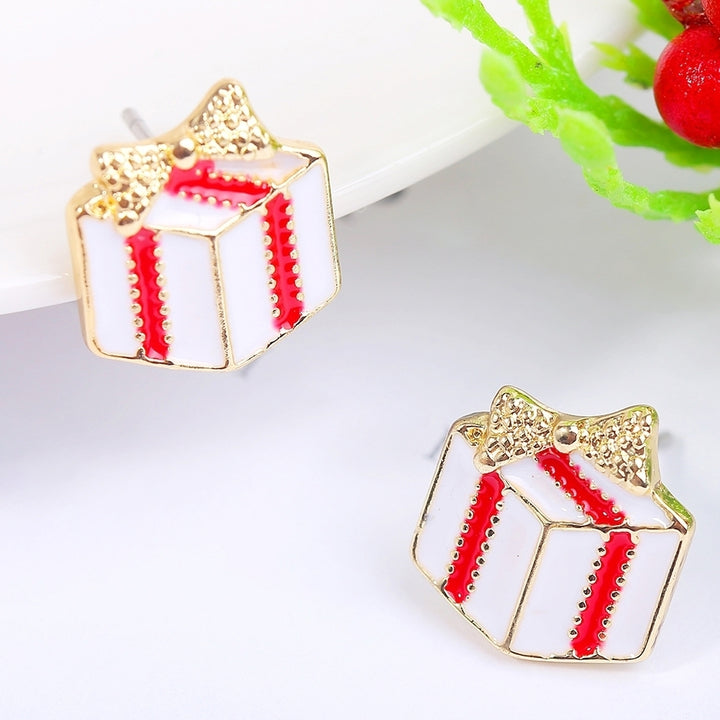 Women Christmas Deer Head Rhinestone Inlaid Stud Earrings Xmas Party Jewelry Image 7