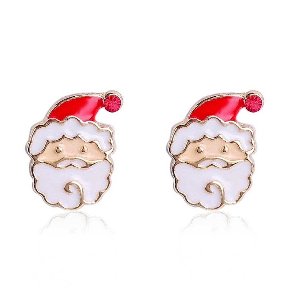 Women Christmas Snowflake Santa Claus Rhinestone Inlaid Stud Earrings Xmas Gift Image 8