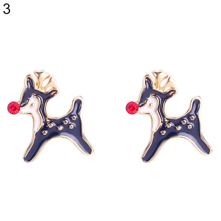 Women Christmas Deer Head Rhinestone Inlaid Stud Earrings Xmas Party Jewelry Image 11