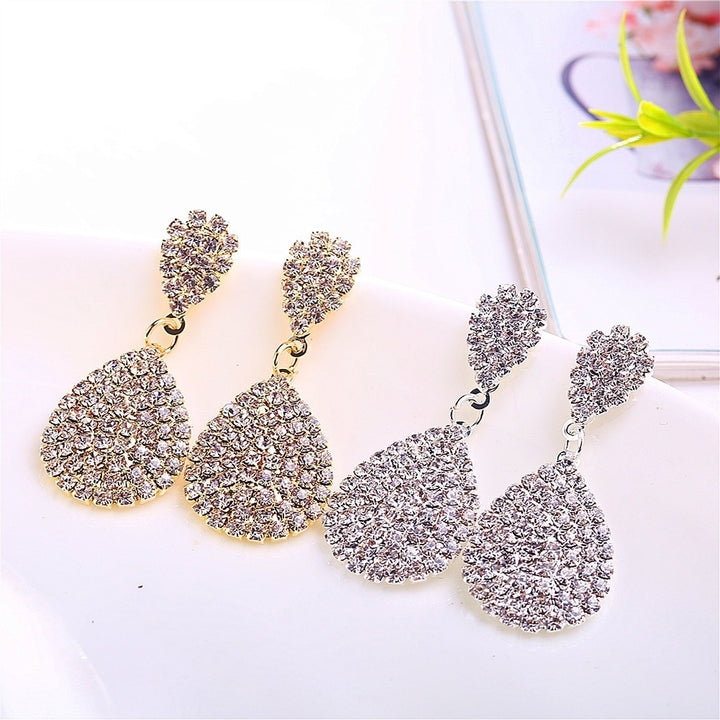 Women Creative Charm Water Drop Shaped Earrings Rhinestone Decoration Jewelry Image 1