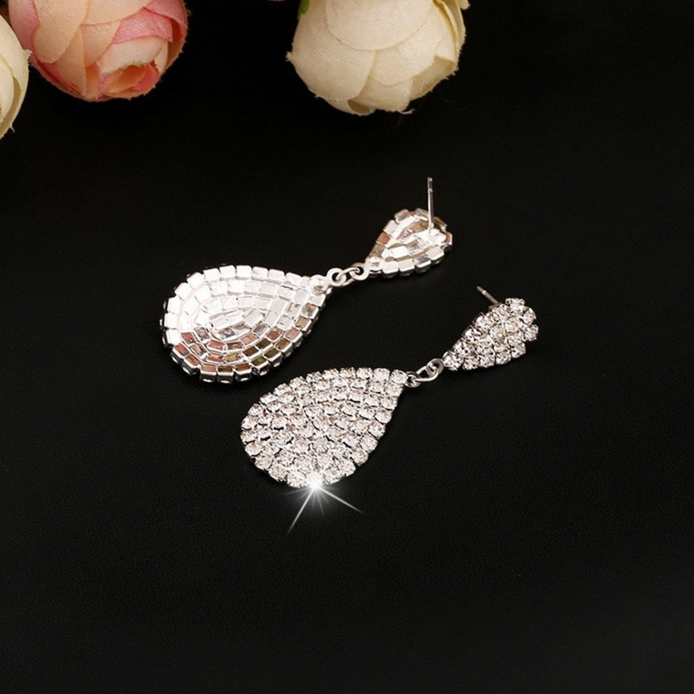 Women Creative Charm Water Drop Shaped Earrings Rhinestone Decoration Jewelry Image 4