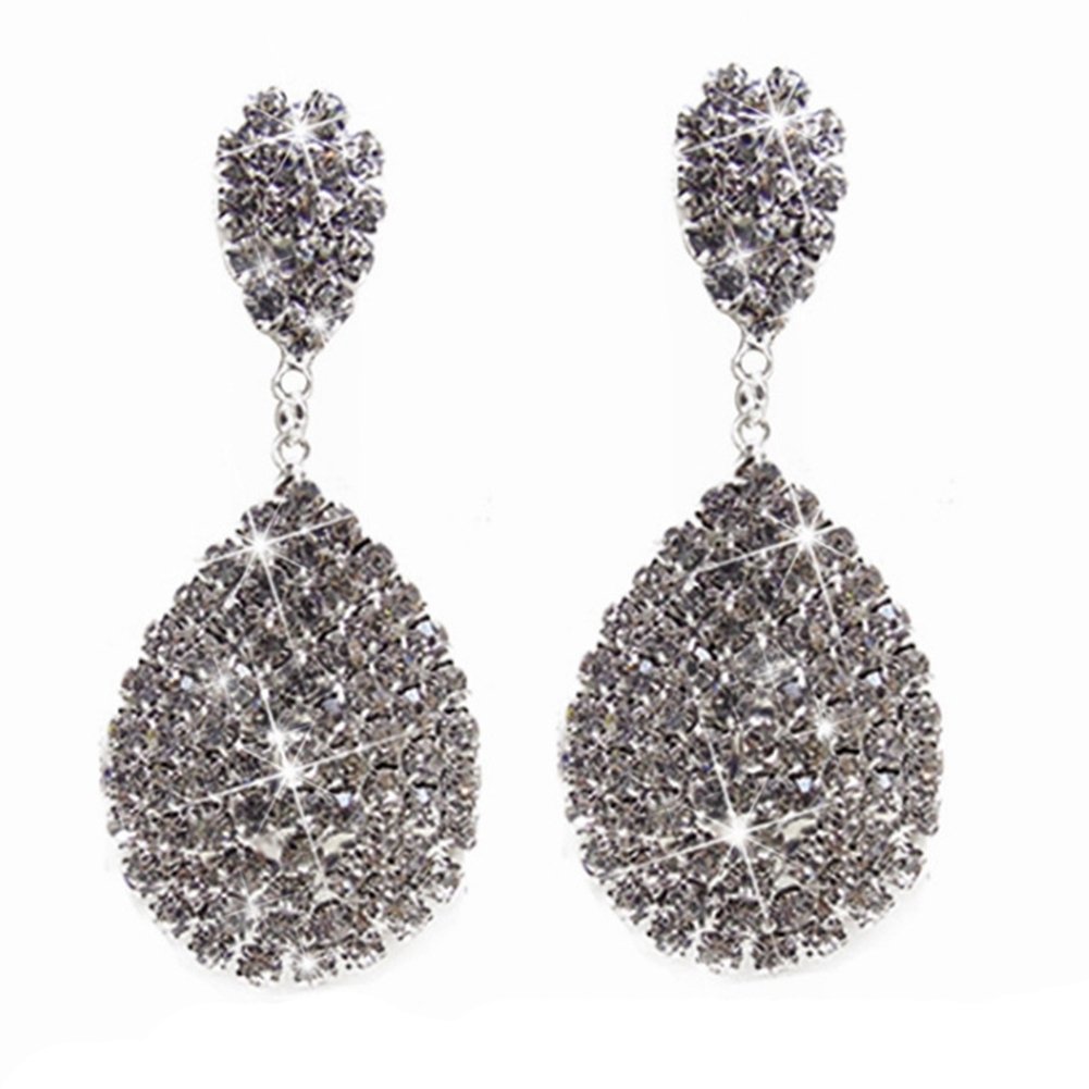 Women Creative Charm Water Drop Shaped Earrings Rhinestone Decoration Jewelry Image 1