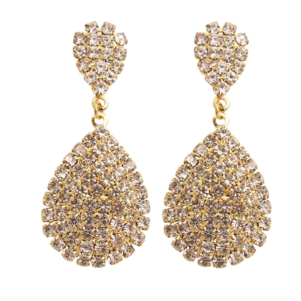 Women Creative Charm Water Drop Shaped Earrings Rhinestone Decoration Jewelry Image 9