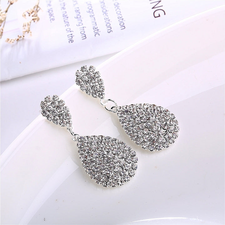 Women Creative Charm Water Drop Shaped Earrings Rhinestone Decoration Jewelry Image 10