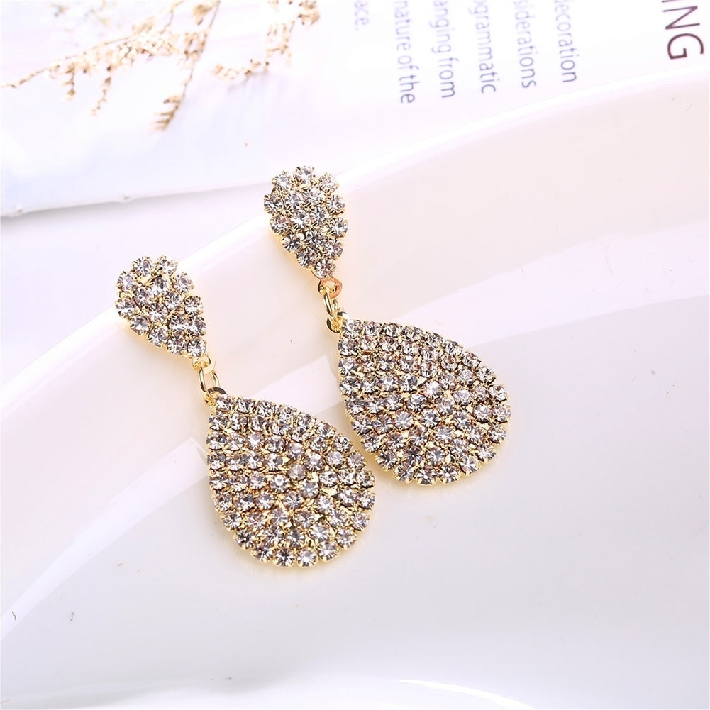 Women Creative Charm Water Drop Shaped Earrings Rhinestone Decoration Jewelry Image 11