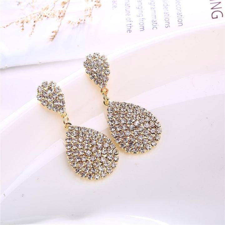 Women Creative Charm Water Drop Shaped Earrings Rhinestone Decoration Jewelry Image 11