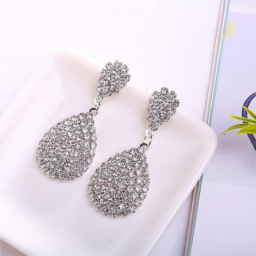 Women Creative Charm Water Drop Shaped Earrings Rhinestone Decoration Jewelry Image 12