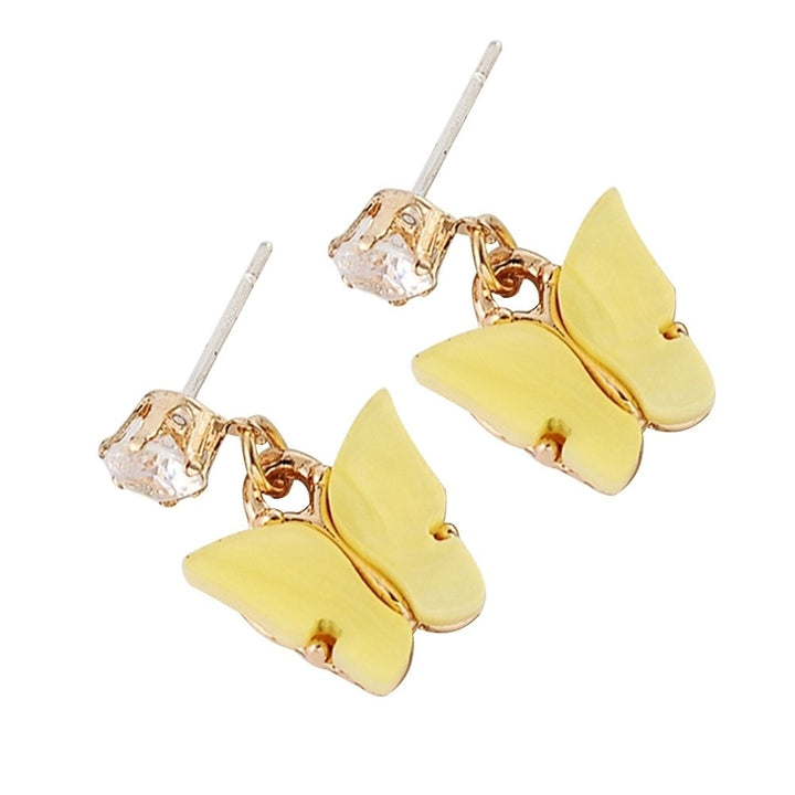 Women Simple Style Colorful Cubic Zirconia Acrylic Butterfly Shape Earrings Image 4