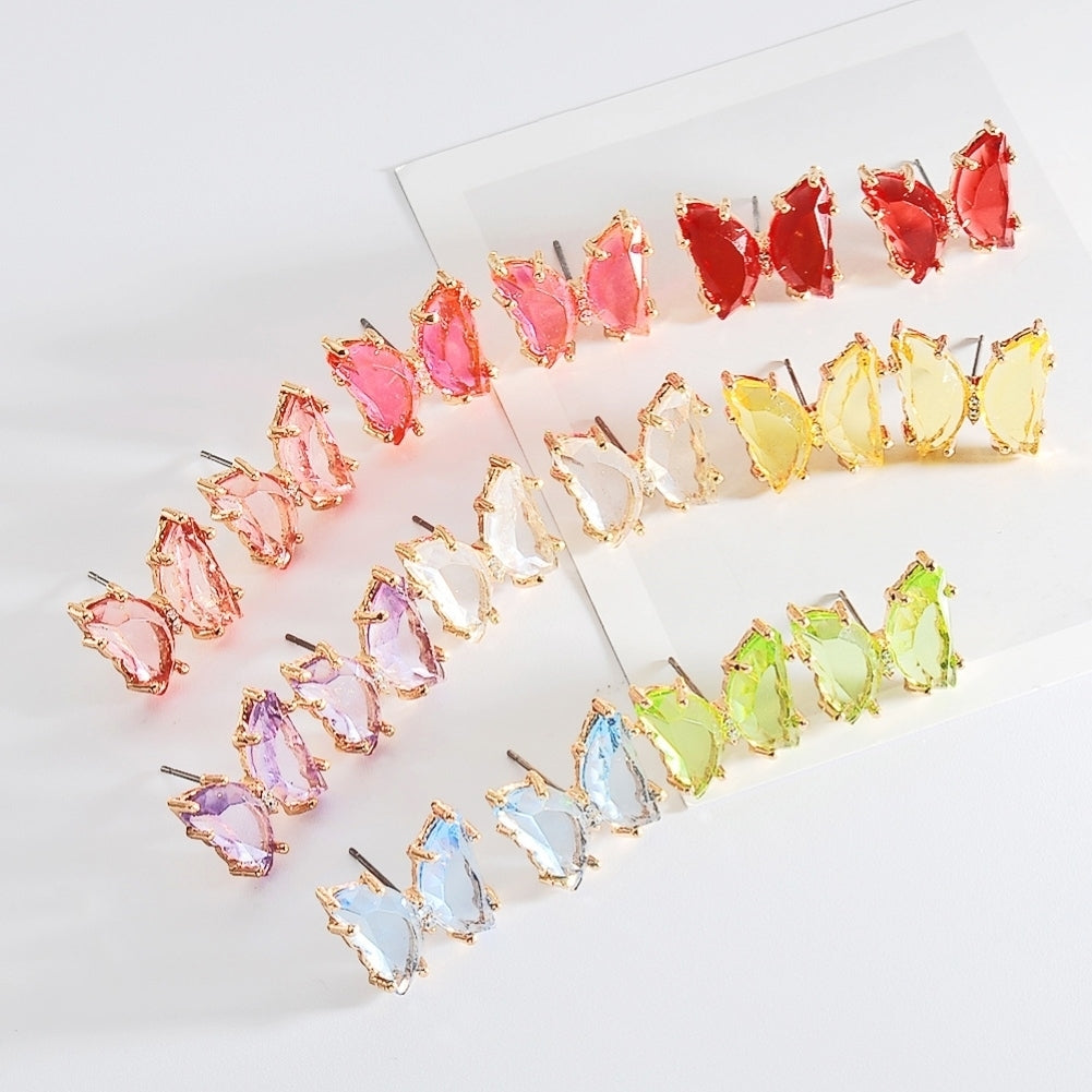 Transparent Butterfly Ear Stud Simple Faux Crystal Earring Women Eardrop Jewelry Image 1