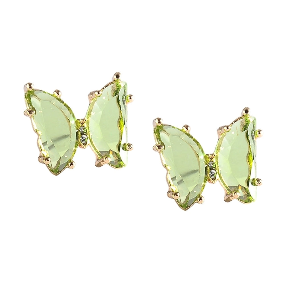 Transparent Butterfly Ear Stud Simple Faux Crystal Earring Women Eardrop Jewelry Image 3