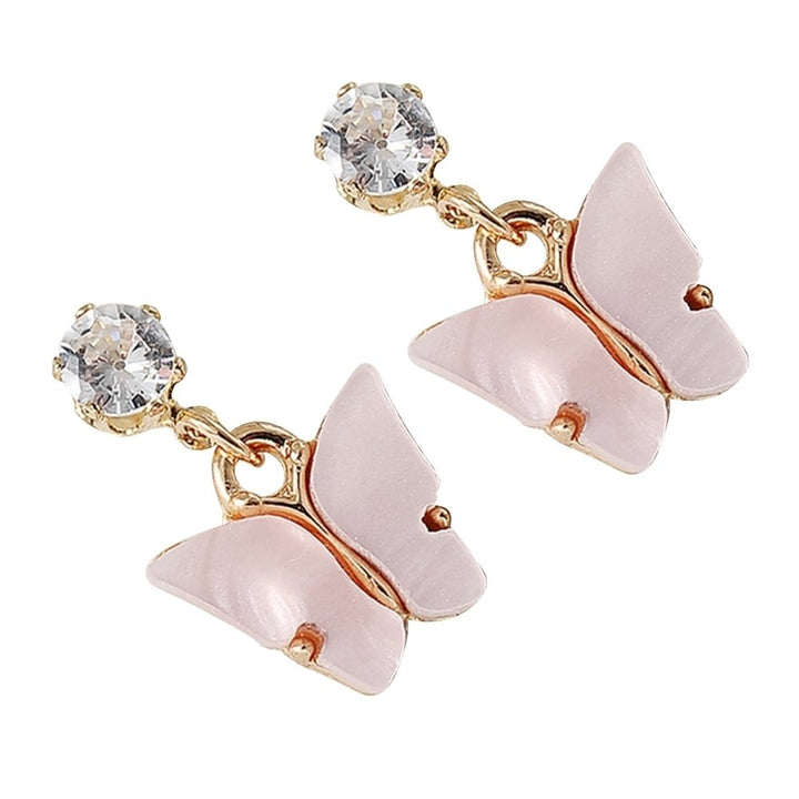 Women Simple Style Colorful Cubic Zirconia Acrylic Butterfly Shape Earrings Image 10