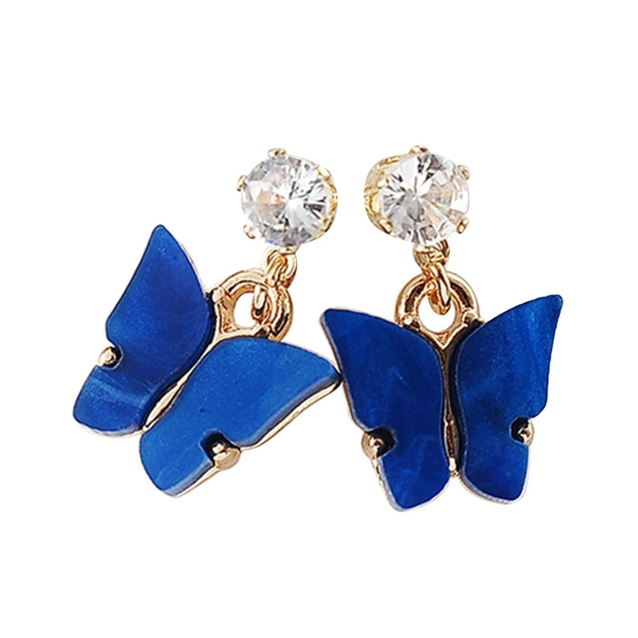 Women Simple Style Colorful Cubic Zirconia Acrylic Butterfly Shape Earrings Image 12