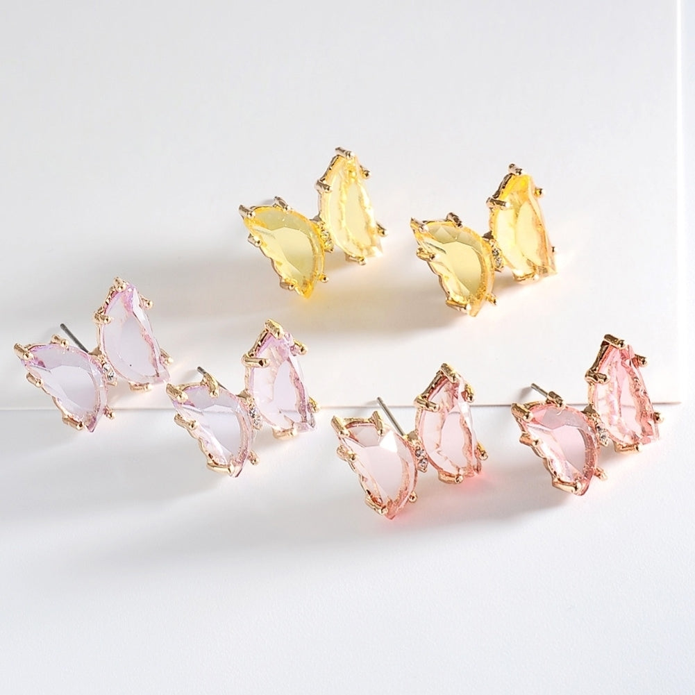 Transparent Butterfly Ear Stud Simple Faux Crystal Earring Women Eardrop Jewelry Image 9