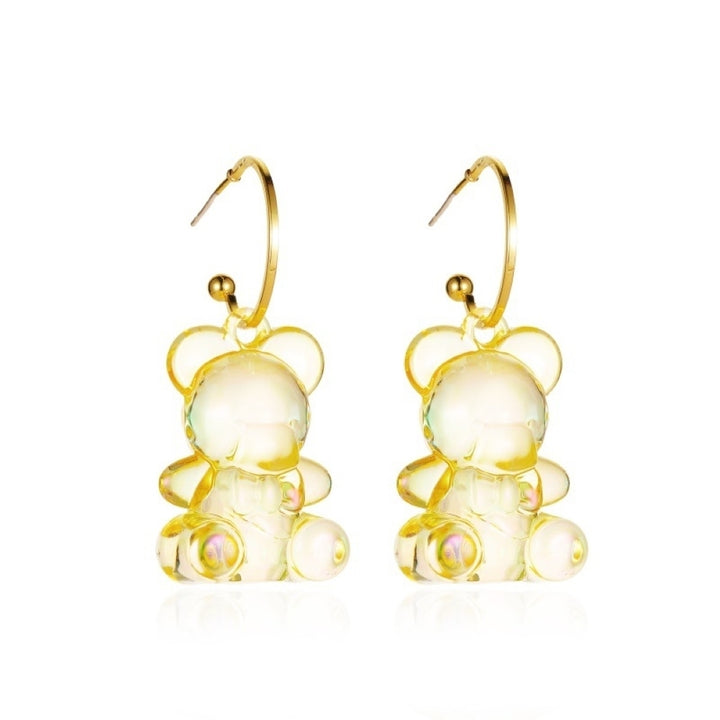 Women Lovely Three-Dimensional Transparent Bear Design Earrings Jewelry Gift Image 9