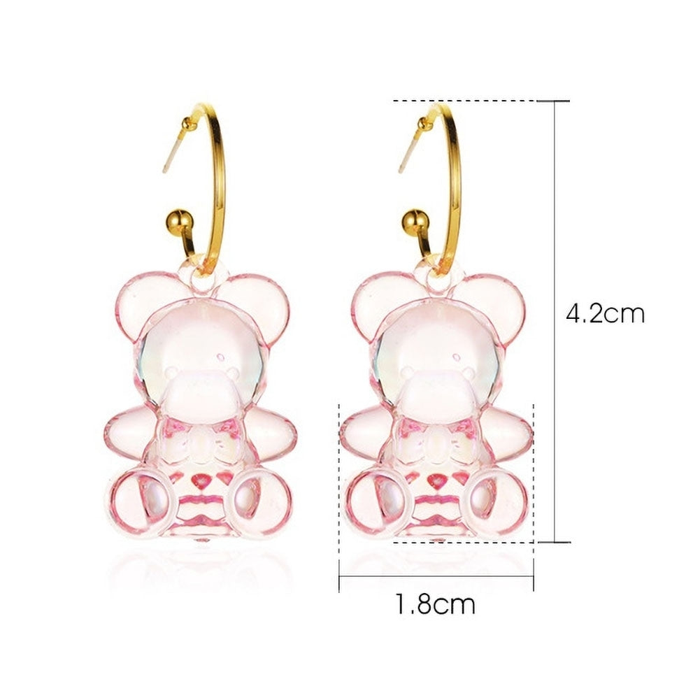 Women Lovely Three-Dimensional Transparent Bear Design Earrings Jewelry Gift Image 10