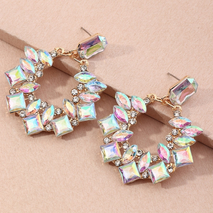 Creative Women Geometric Eardrop Glitter Rhinestone Hoop Ear Stud Earrings Gift Image 1