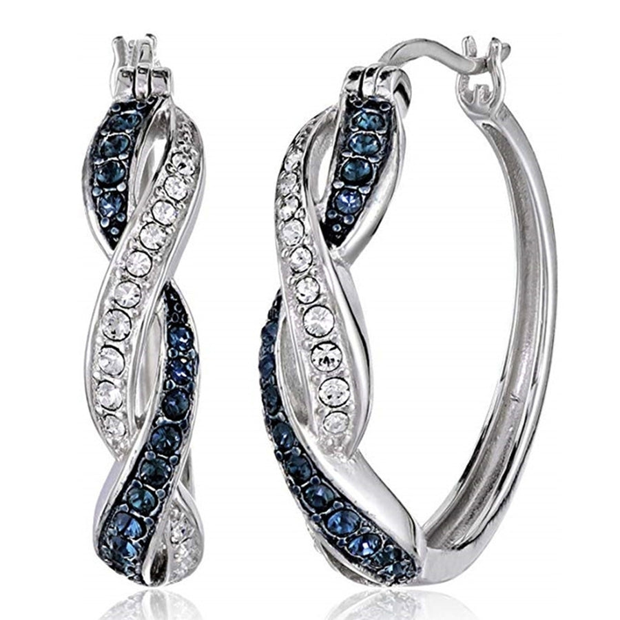 Two-tone Fashion Women Alloy Rhinestone Ear Hoop Earrings Jewelry Accessory Gift Image 1