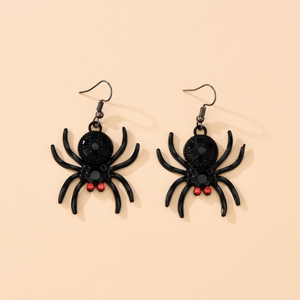 2Pair Gothic Style Spider Shape Eardrop Hook Earrings Women Jewelry Accessories Image 2