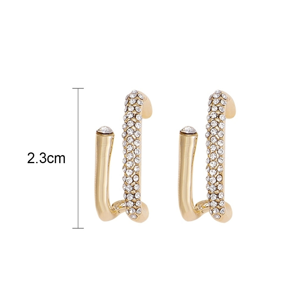 Women Simple Style Rhinestone U Shape Ear Stud Earrings Jewelry Accessories Image 7