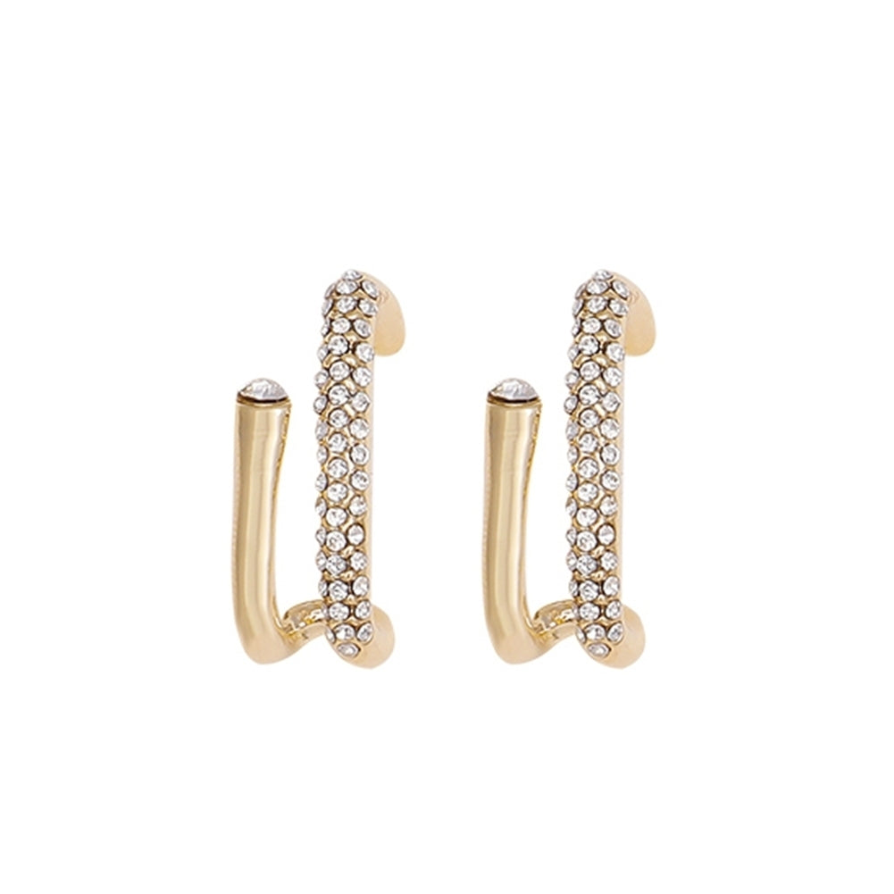 Women Simple Style Rhinestone U Shape Ear Stud Earrings Jewelry Accessories Image 8