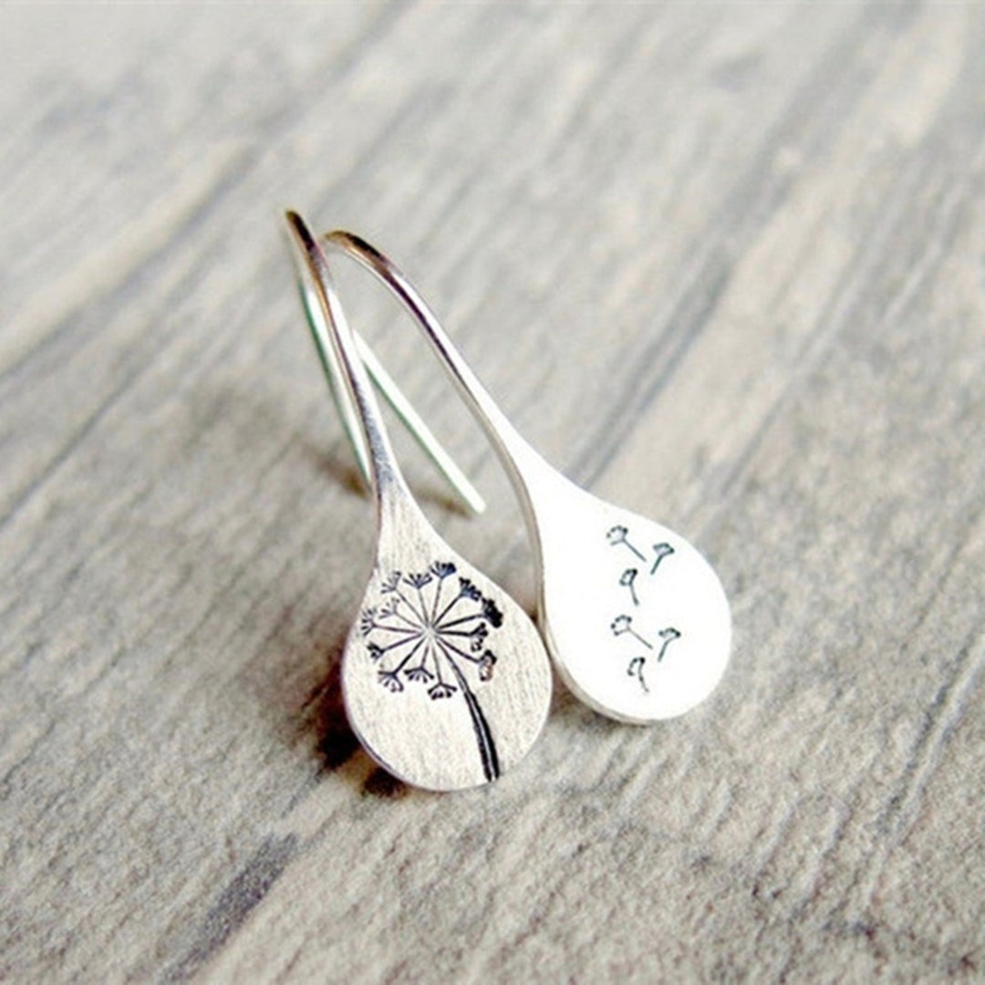 Retro Simple Dandelion Silver-plated Ladies Fashion Earrings Jewelry Accessory Image 4