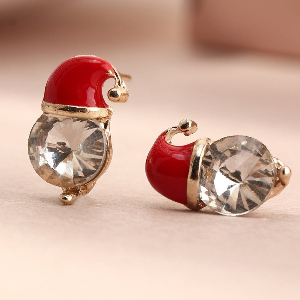 Women Creative Christmas Hat Shape Ear Stud Dangle Earring Pendant Jewelry Decor Image 1