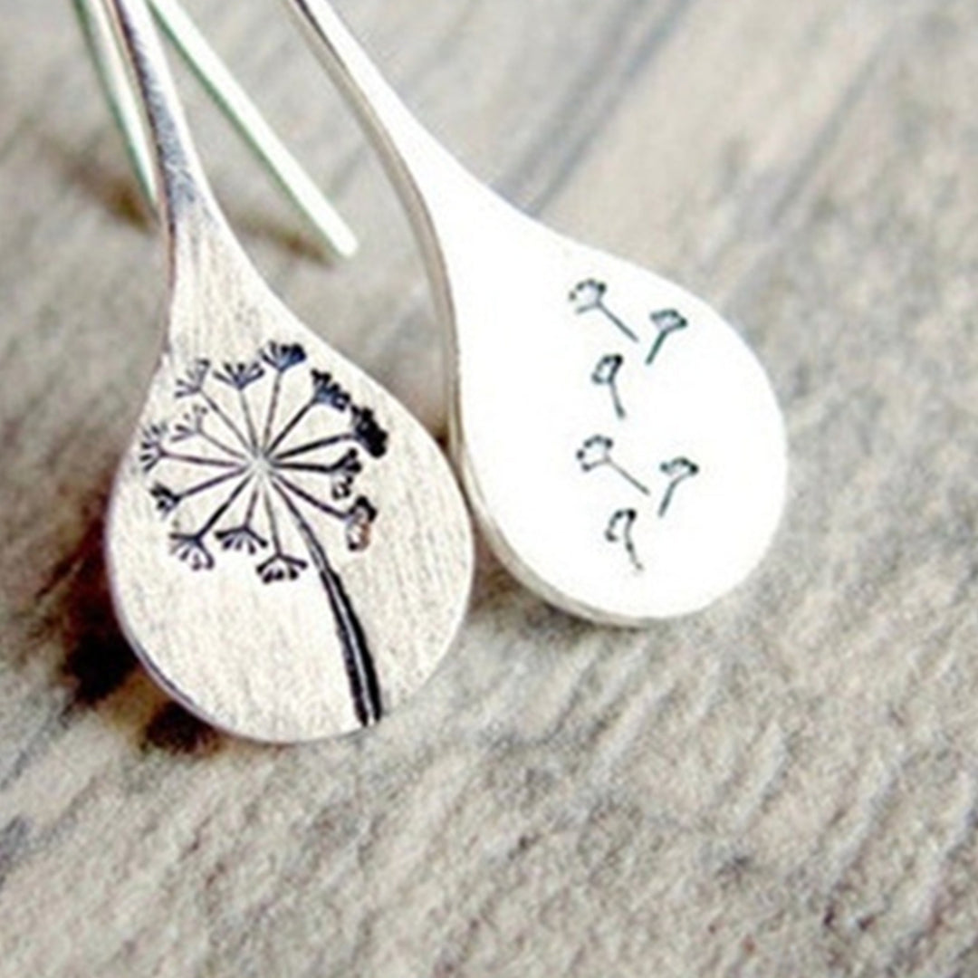 Retro Simple Dandelion Silver-plated Ladies Fashion Earrings Jewelry Accessory Image 4