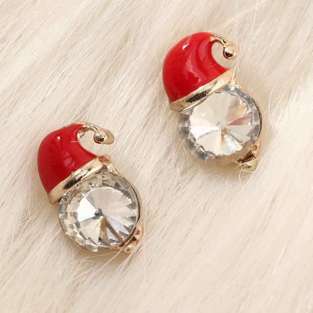 Women Creative Christmas Hat Shape Ear Stud Dangle Earring Pendant Jewelry Decor Image 2