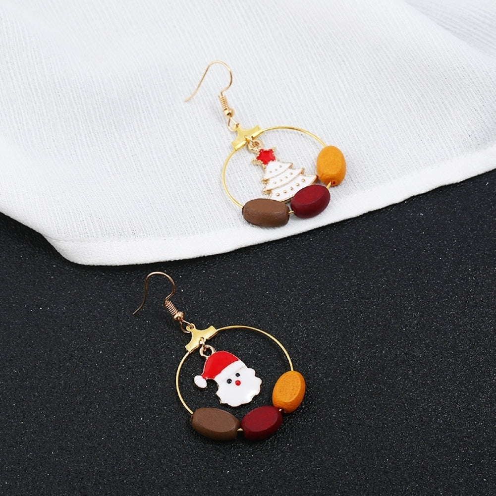 Women Creative Christmas Hat Shape Ear Stud Dangle Earring Pendant Jewelry Decor Image 4