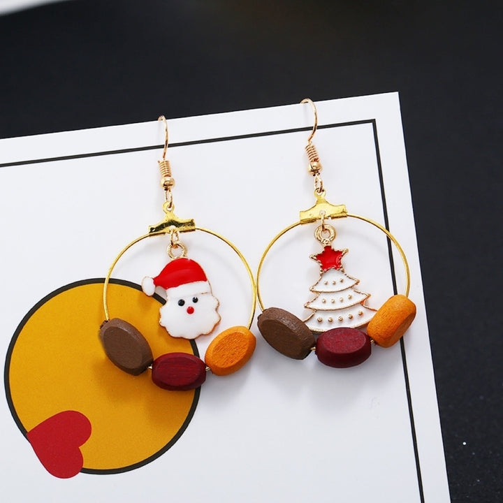 Women Creative Christmas Hat Shape Ear Stud Dangle Earring Pendant Jewelry Decor Image 6