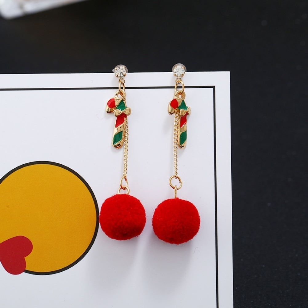 Women Creative Christmas Hat Shape Ear Stud Dangle Earring Pendant Jewelry Decor Image 7