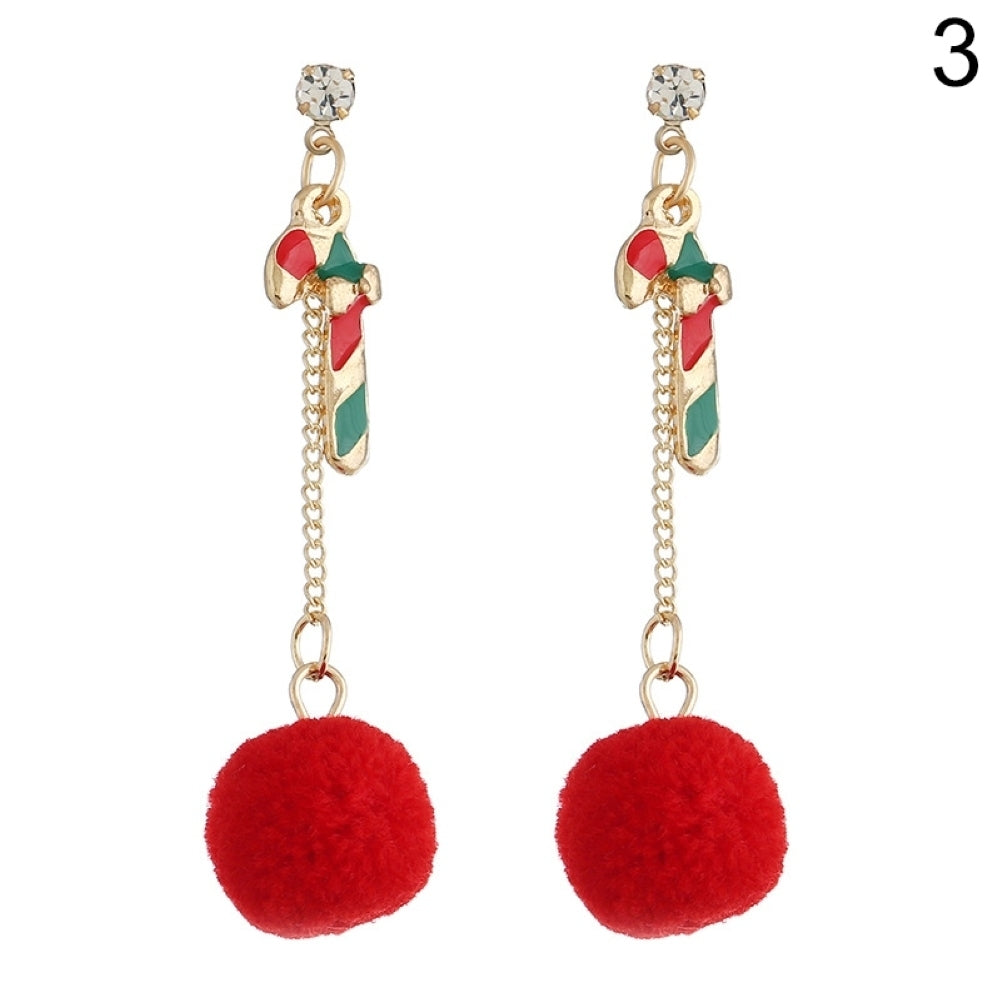 Women Creative Christmas Hat Shape Ear Stud Dangle Earring Pendant Jewelry Decor Image 11