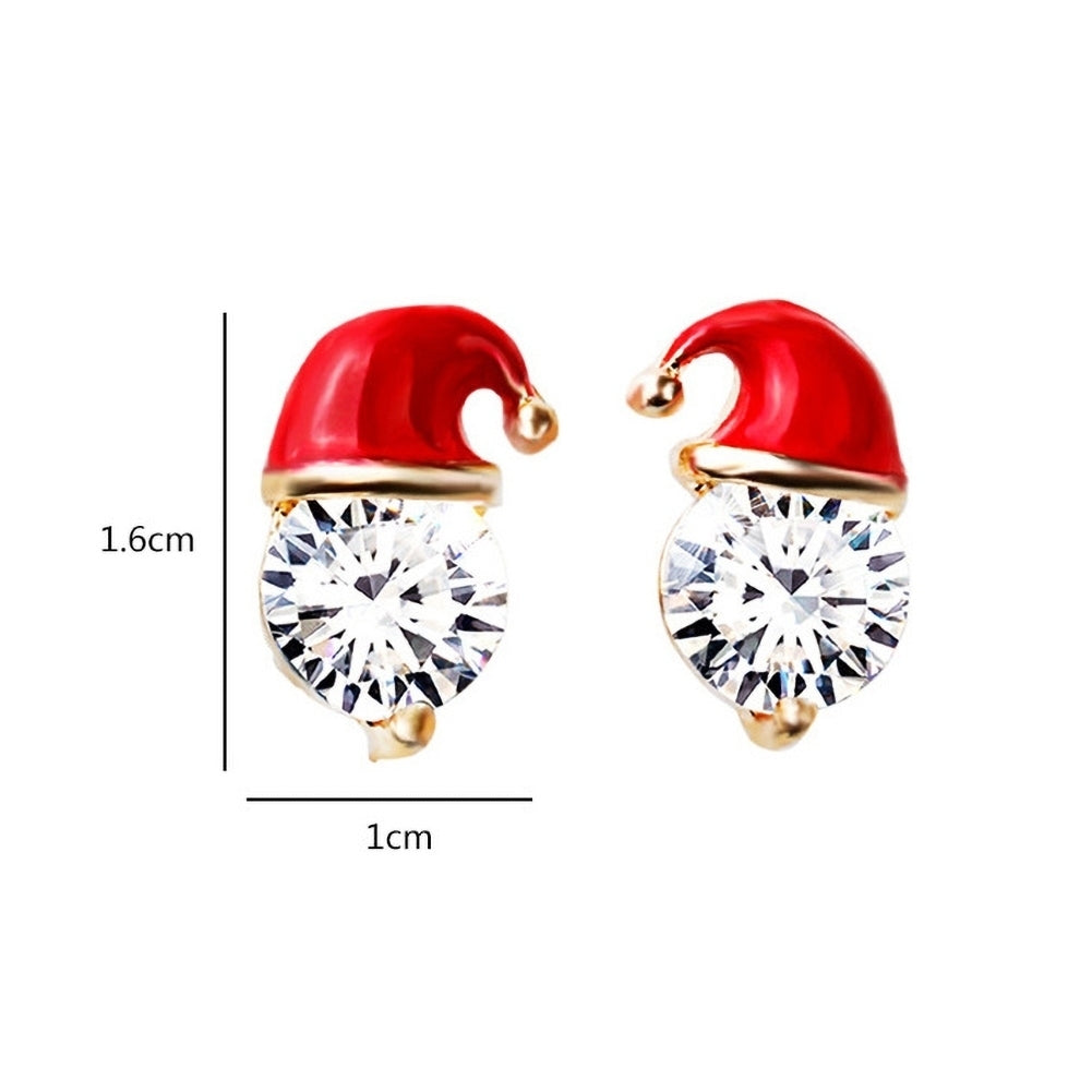 Women Creative Christmas Hat Shape Ear Stud Dangle Earring Pendant Jewelry Decor Image 12