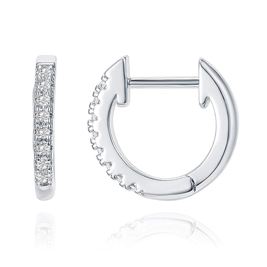 Women Simple Rhinestone Round Shape Stainless Steel Anti-allergic Hoop Earrings Image 2