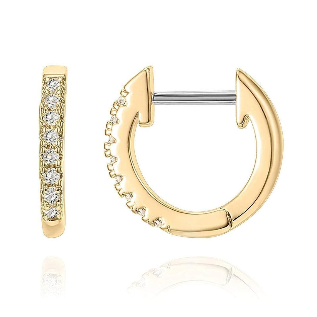 Women Simple Rhinestone Round Shape Stainless Steel Anti-allergic Hoop Earrings Image 3