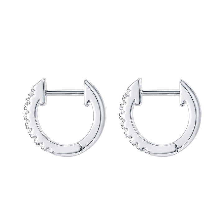 Women Simple Rhinestone Round Shape Stainless Steel Anti-allergic Hoop Earrings Image 7