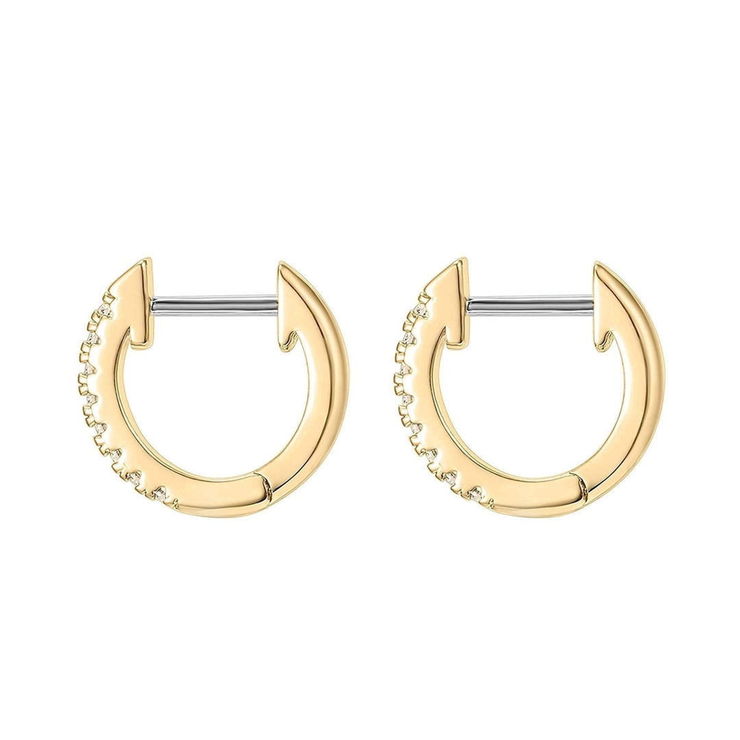 Women Simple Rhinestone Round Shape Stainless Steel Anti-allergic Hoop Earrings Image 8